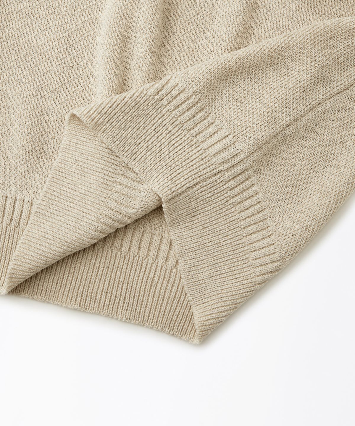 아웃스탠딩(OUTSTANDING) LINEN FISHERMAN CREW NECK KNIT_ECRU