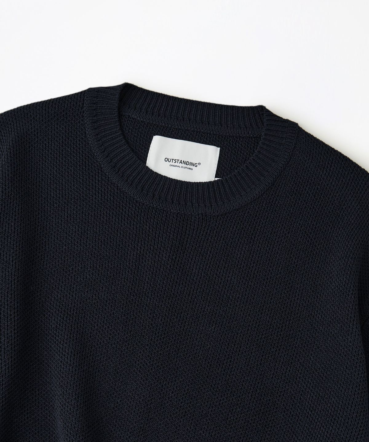 아웃스탠딩(OUTSTANDING) LINEN FISHERMAN CREW NECK KNIT_NAVY