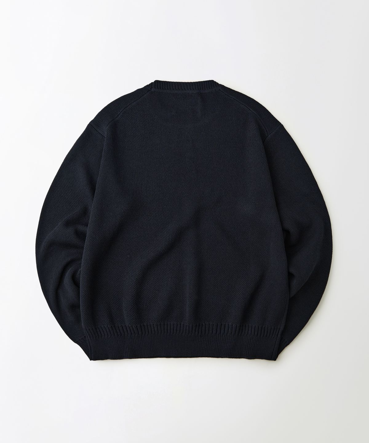 아웃스탠딩(OUTSTANDING) LINEN FISHERMAN CREW NECK KNIT_NAVY