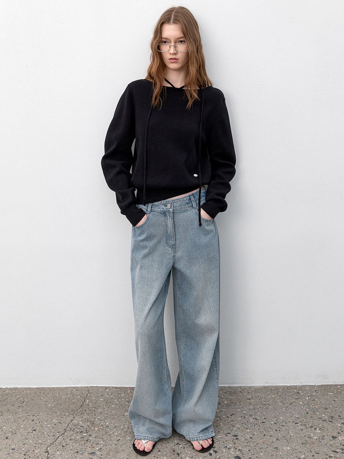 아틀리에 나인(ATELIER NAIN) TEXTURED OVERFIT DENIM PANTS (PT-5742)