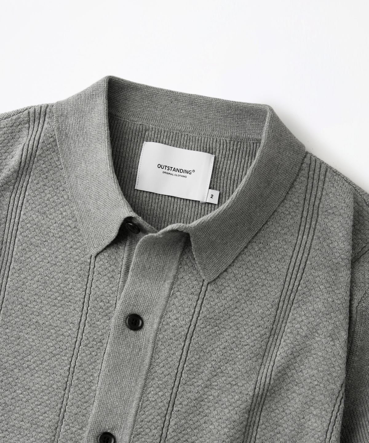 아웃스탠딩(OUTSTANDING) LS STRIPE COLLAR KNIT CARDIGAN_MELANGE GRAY