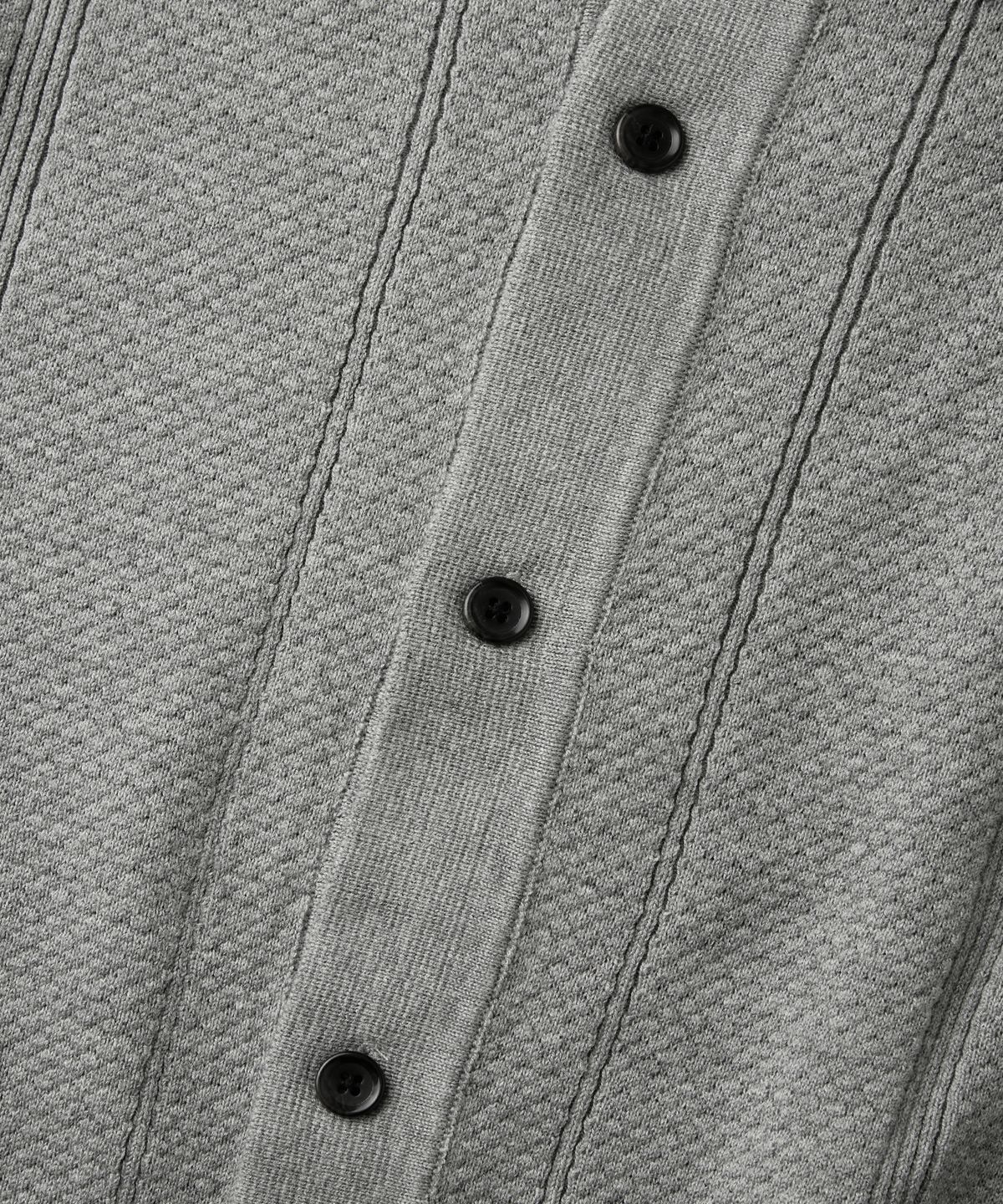 아웃스탠딩(OUTSTANDING) LS STRIPE COLLAR KNIT CARDIGAN_MELANGE GRAY