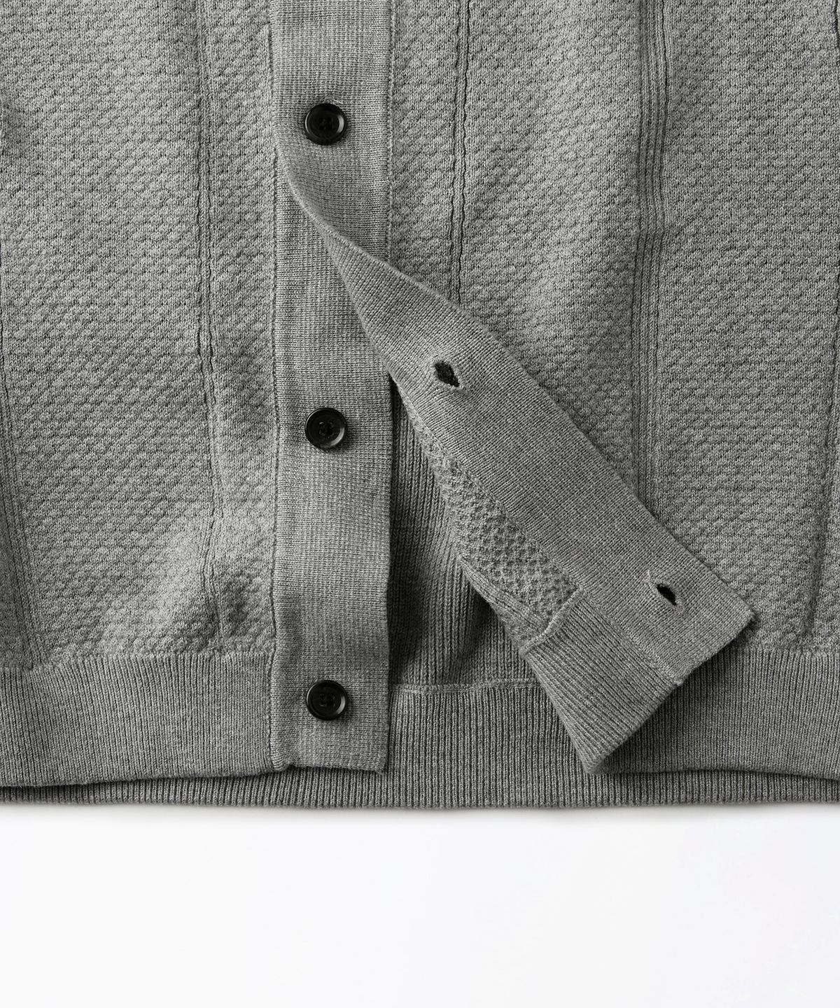 아웃스탠딩(OUTSTANDING) LS STRIPE COLLAR KNIT CARDIGAN_MELANGE GRAY