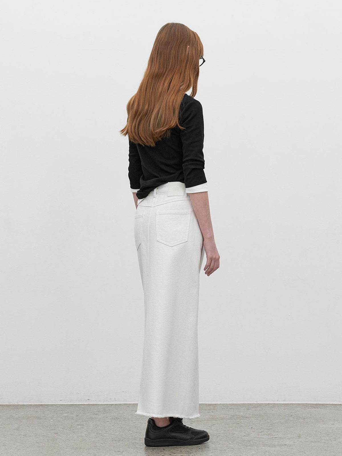 아틀리에 나인(ATELIER NAIN) SEMI A-LINE MAXI DENIM SKIRT (SK-5073)