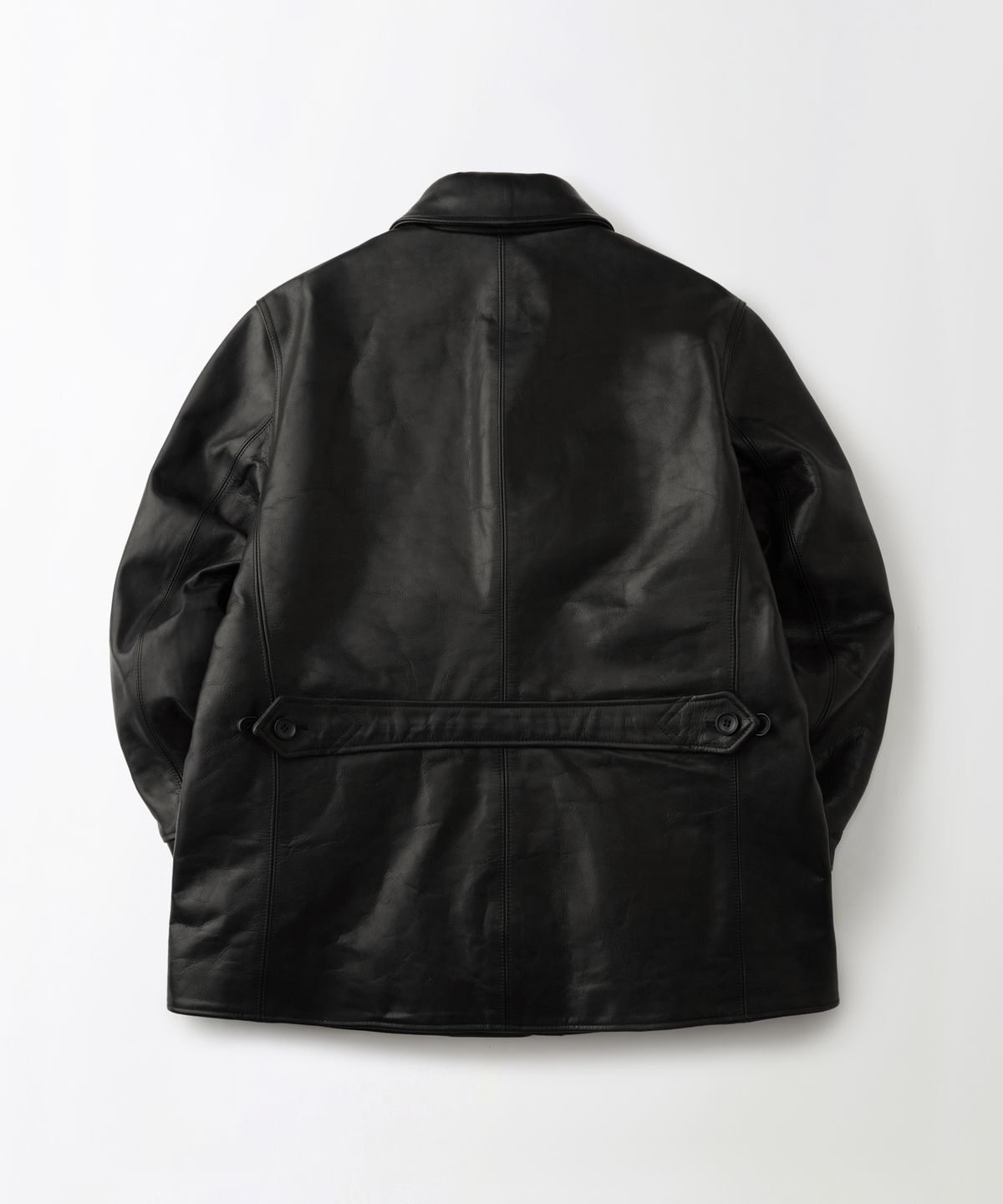 아웃스탠딩(OUTSTANDING) WASHED COWHIDE CAR COAT_BLACK