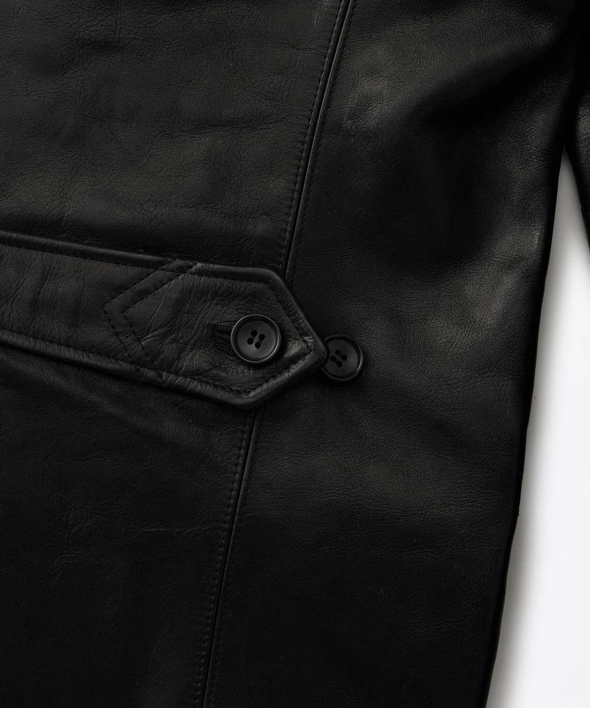 아웃스탠딩(OUTSTANDING) WASHED COWHIDE CAR COAT_BLACK
