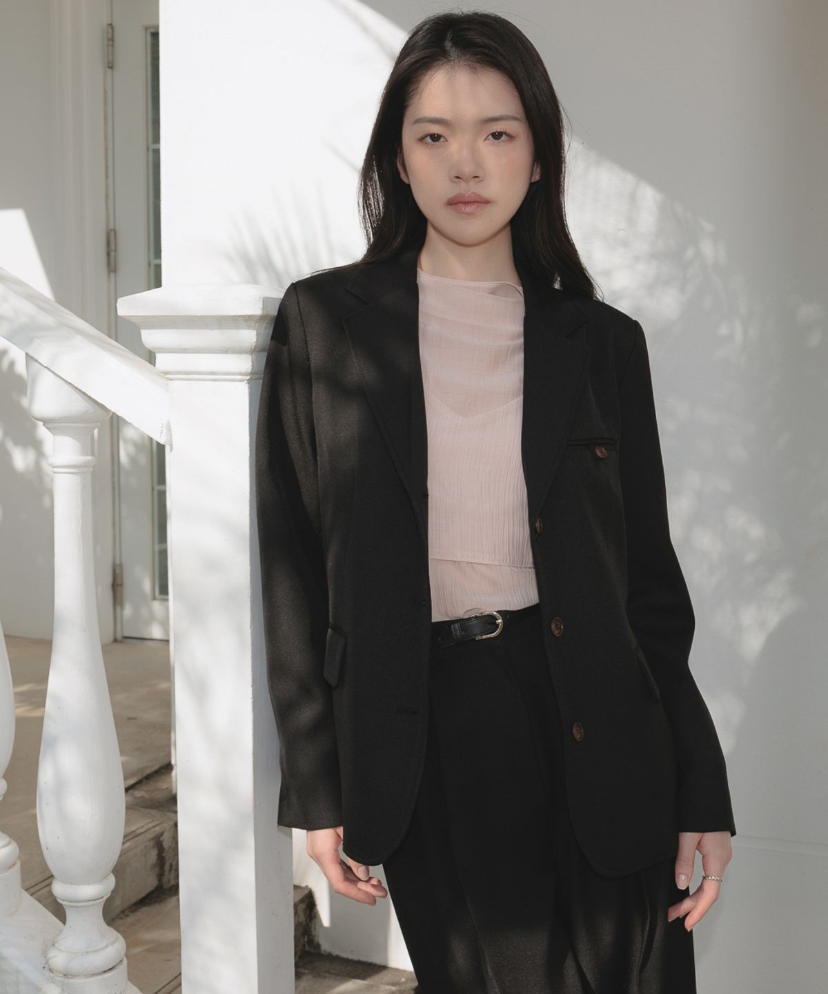 드헤베(DEHEVE) Hidden Stripe Single Jacket [Black]