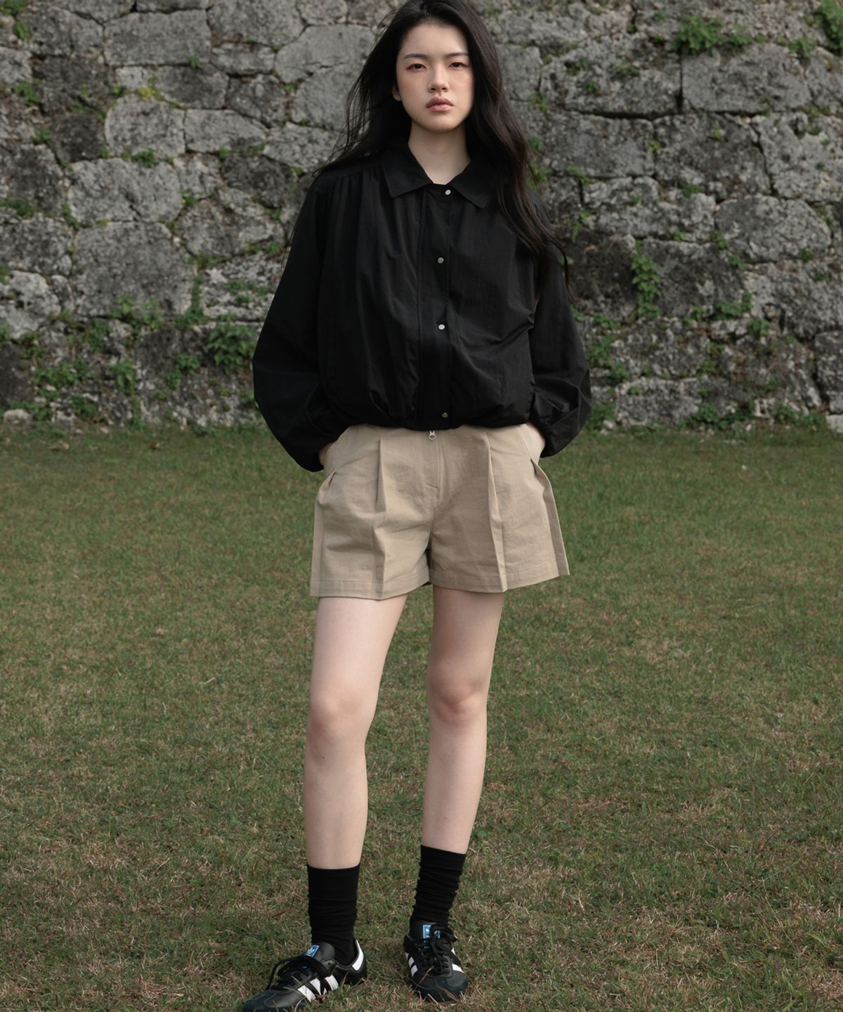 드헤베(DEHEVE) Volume Bomber Jacket [Black]