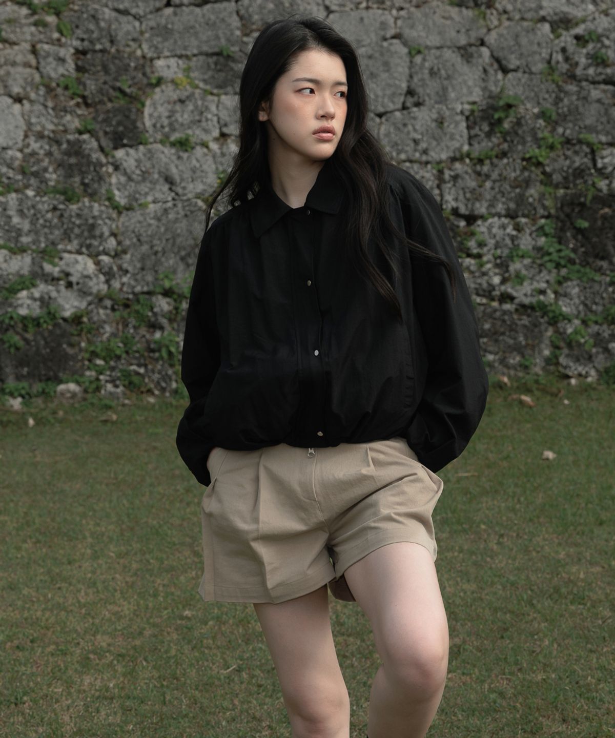 드헤베(DEHEVE) Volume Bomber Jacket [Black]