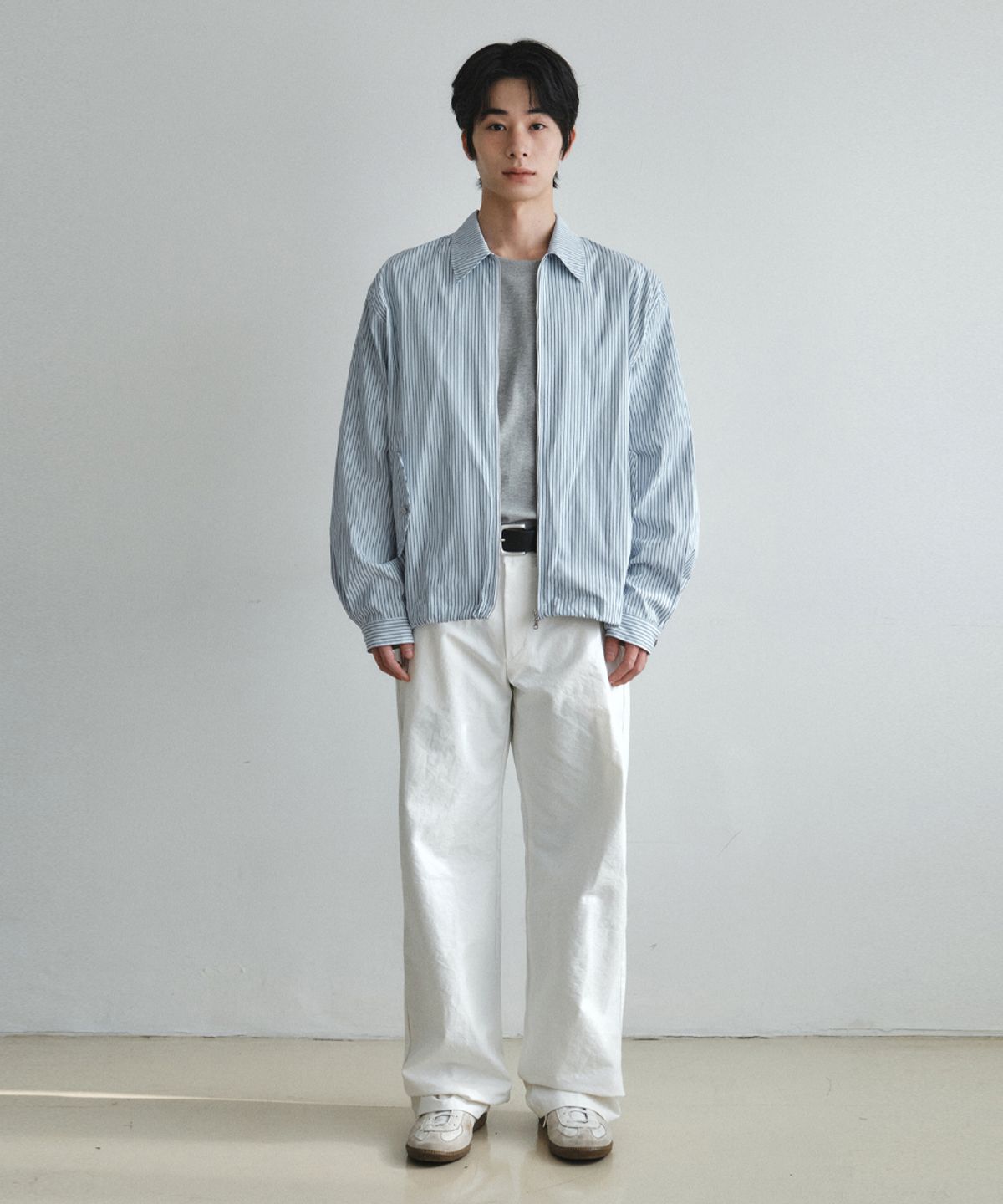 웬즈데이오아시스(WEDNESDAY OASIS) 스윙 스트라이프 코튼 자켓_LIGHT SKY BLUE(W26OT05)