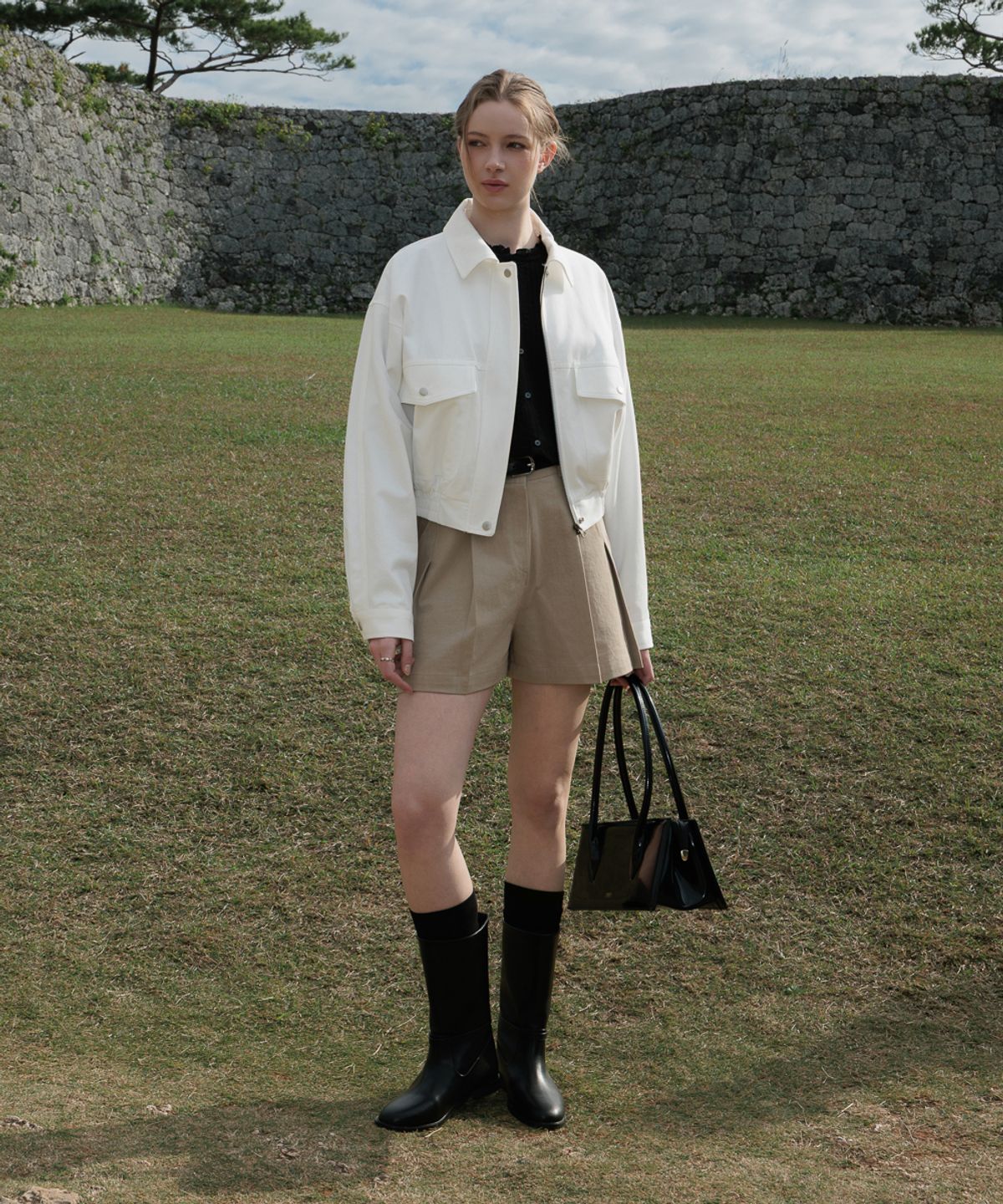드헤베(DEHEVE) Pocket Cotton Jumper [White]