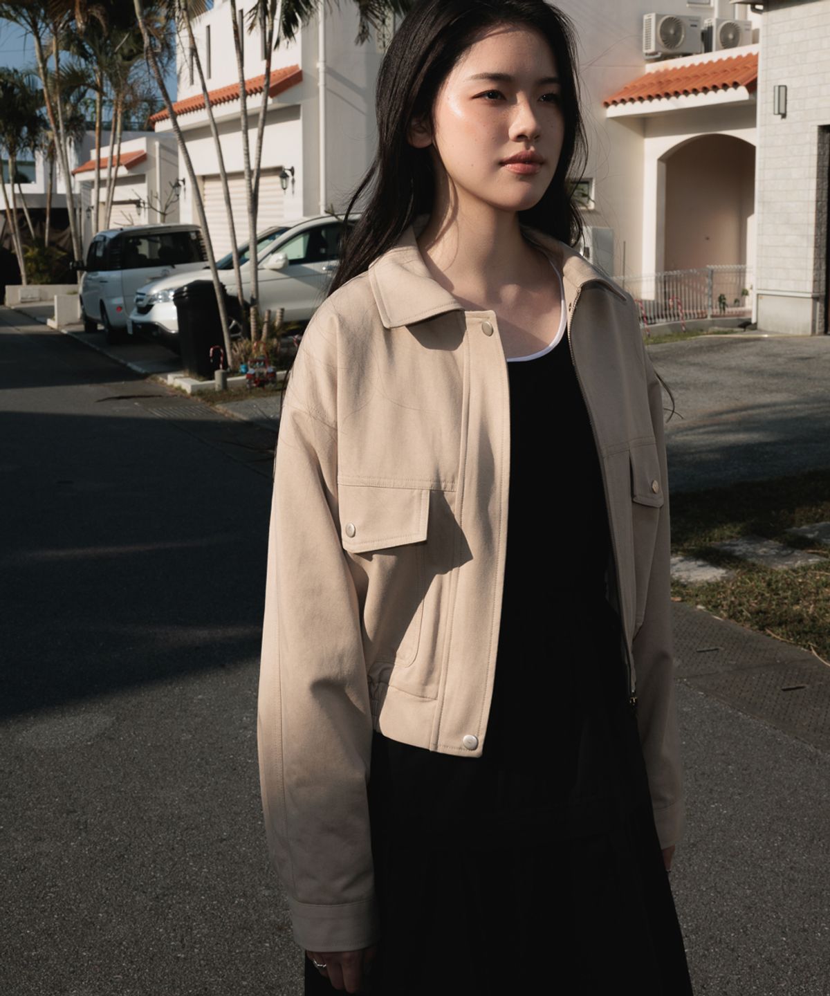 드헤베(DEHEVE) Pocket Cotton Jumper [Beige]