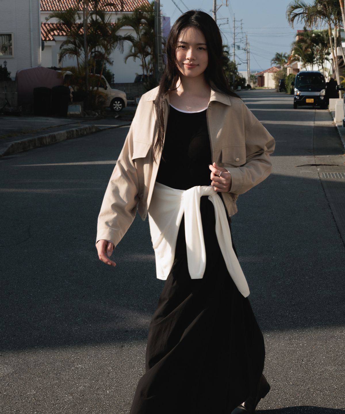 드헤베(DEHEVE) Pocket Cotton Jumper [Beige]
