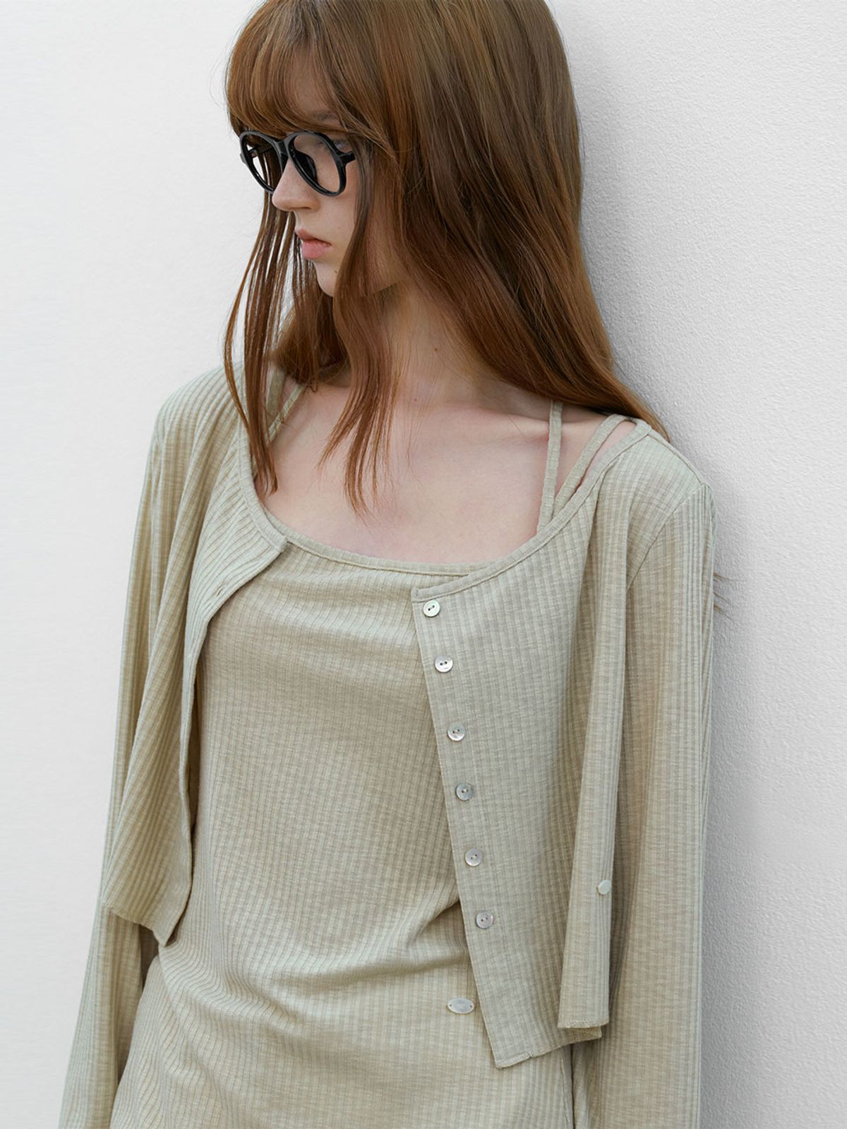 아틀리에 나인(ATELIER NAIN) CARDIGAN SET-UP RIBBEN DRESS S (OP-6317)