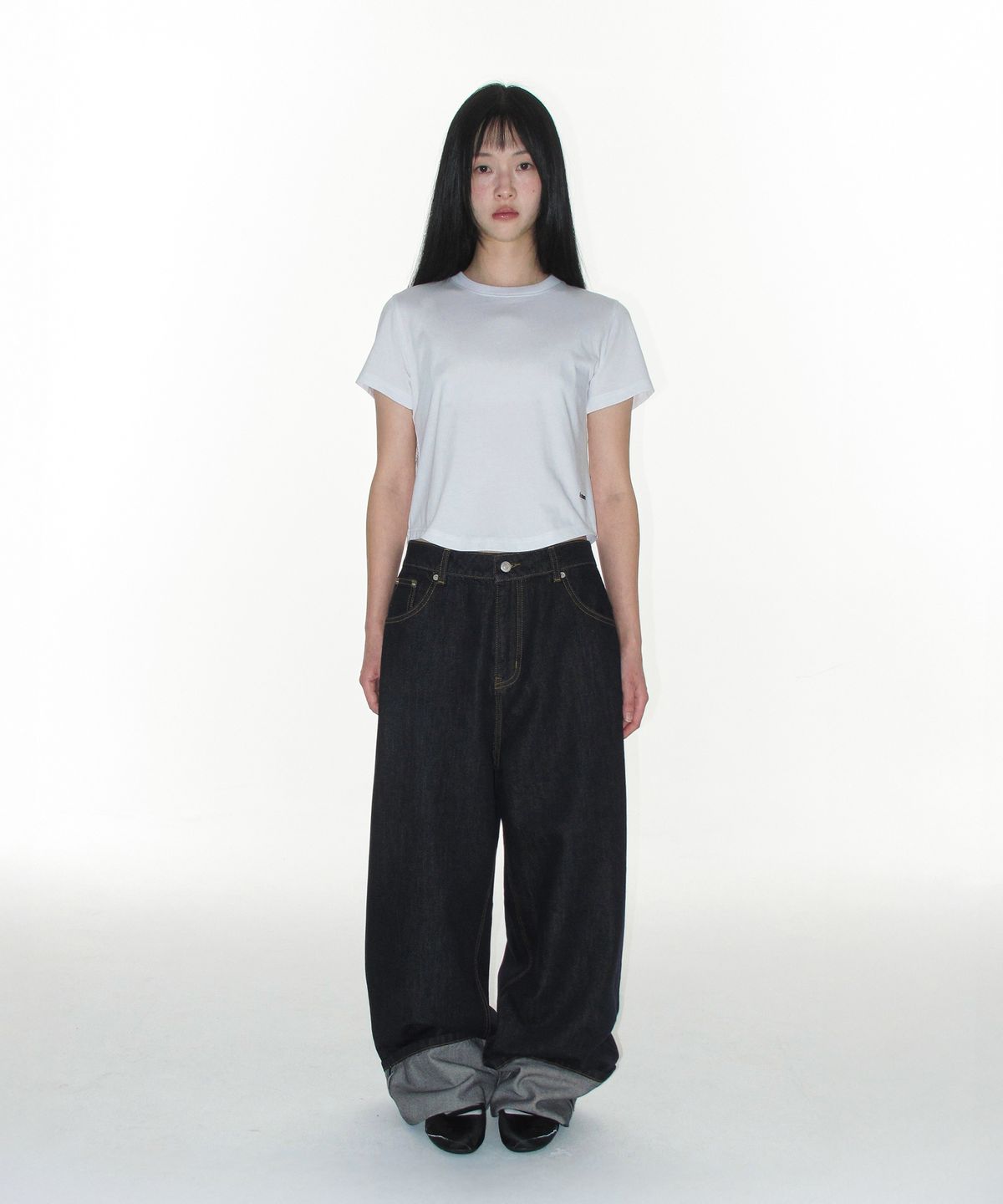 아메스 월드와이드(AMES-WORLDWIDE) ROLL UP DENIM PANTS BLUE