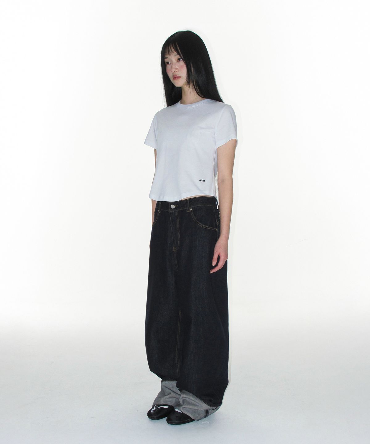 아메스 월드와이드(AMES-WORLDWIDE) ROLL UP DENIM PANTS BLUE