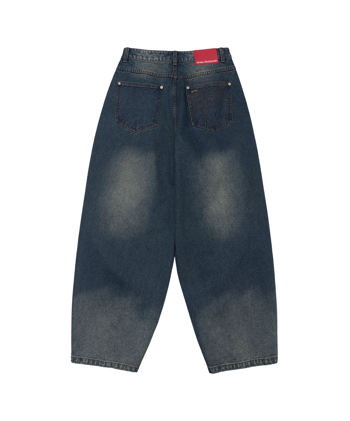 아메스 월드와이드(AMES-WORLDWIDE) STITCH BALLOON FIT DENIM PANTS BLUE