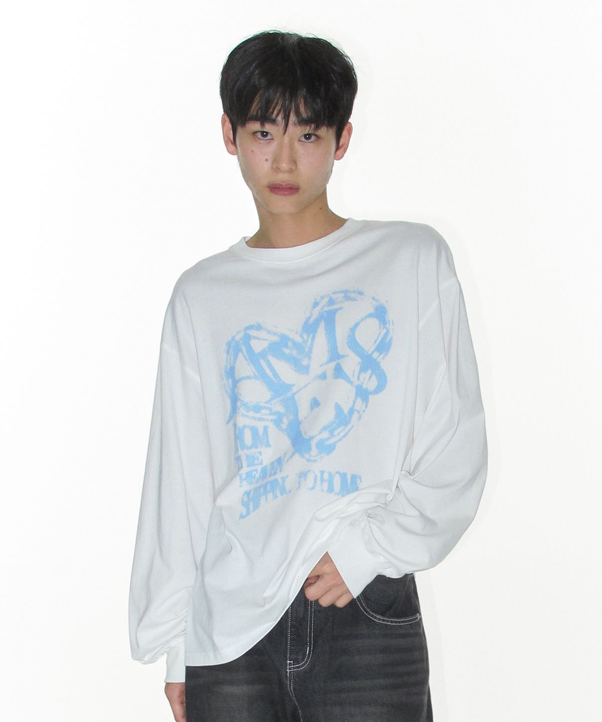 아메스 월드와이드(AMES-WORLDWIDE) AMES HEART GRAPHIC LS TEE WHITE