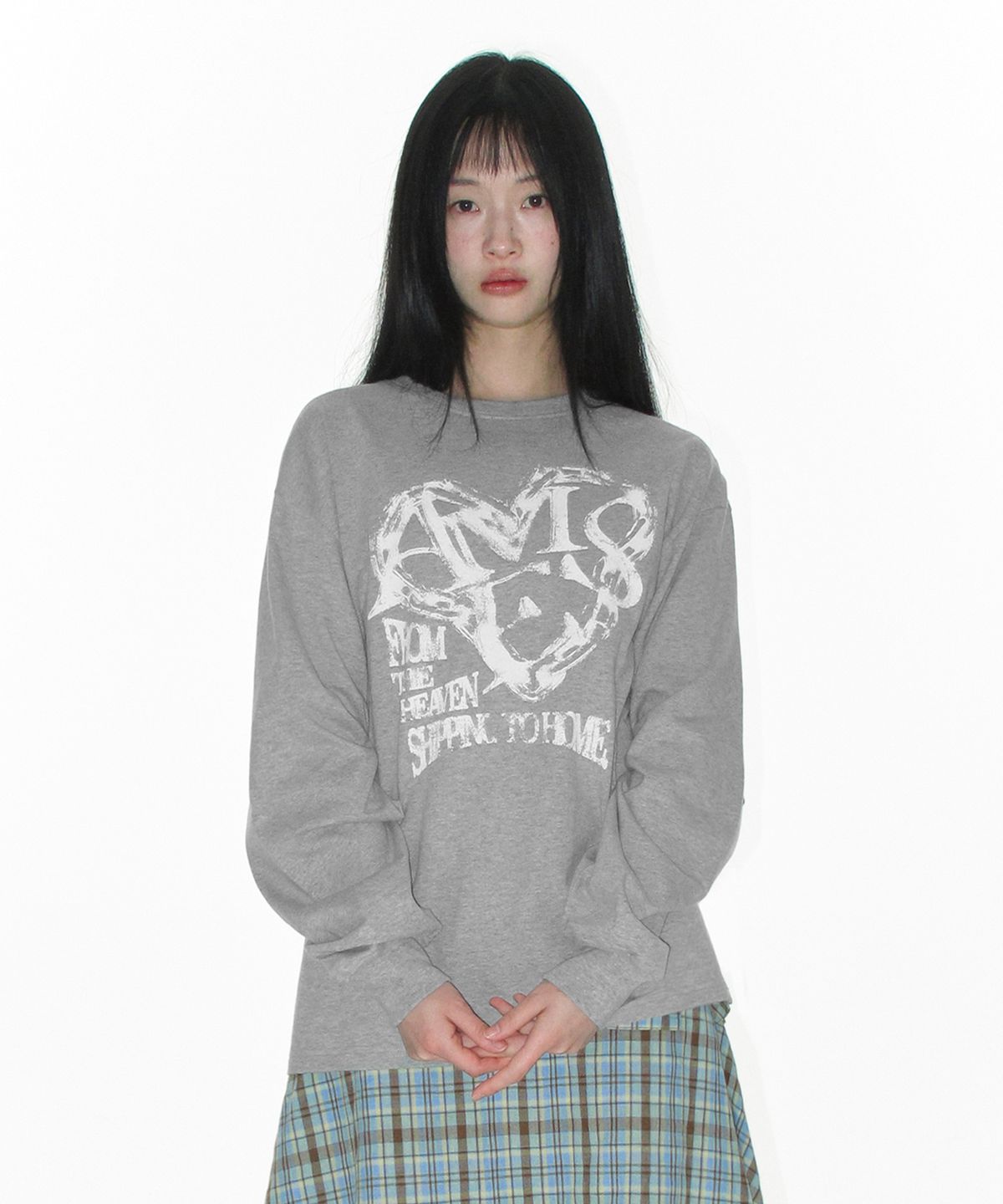 아메스 월드와이드(AMES-WORLDWIDE) AMES HEART GRAPHIC LS TEE GREY
