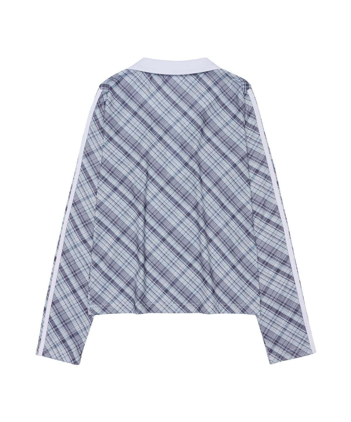 아메스 월드와이드(AMES-WORLDWIDE) CHECK V NECK COLLAR LS TEE BLUE