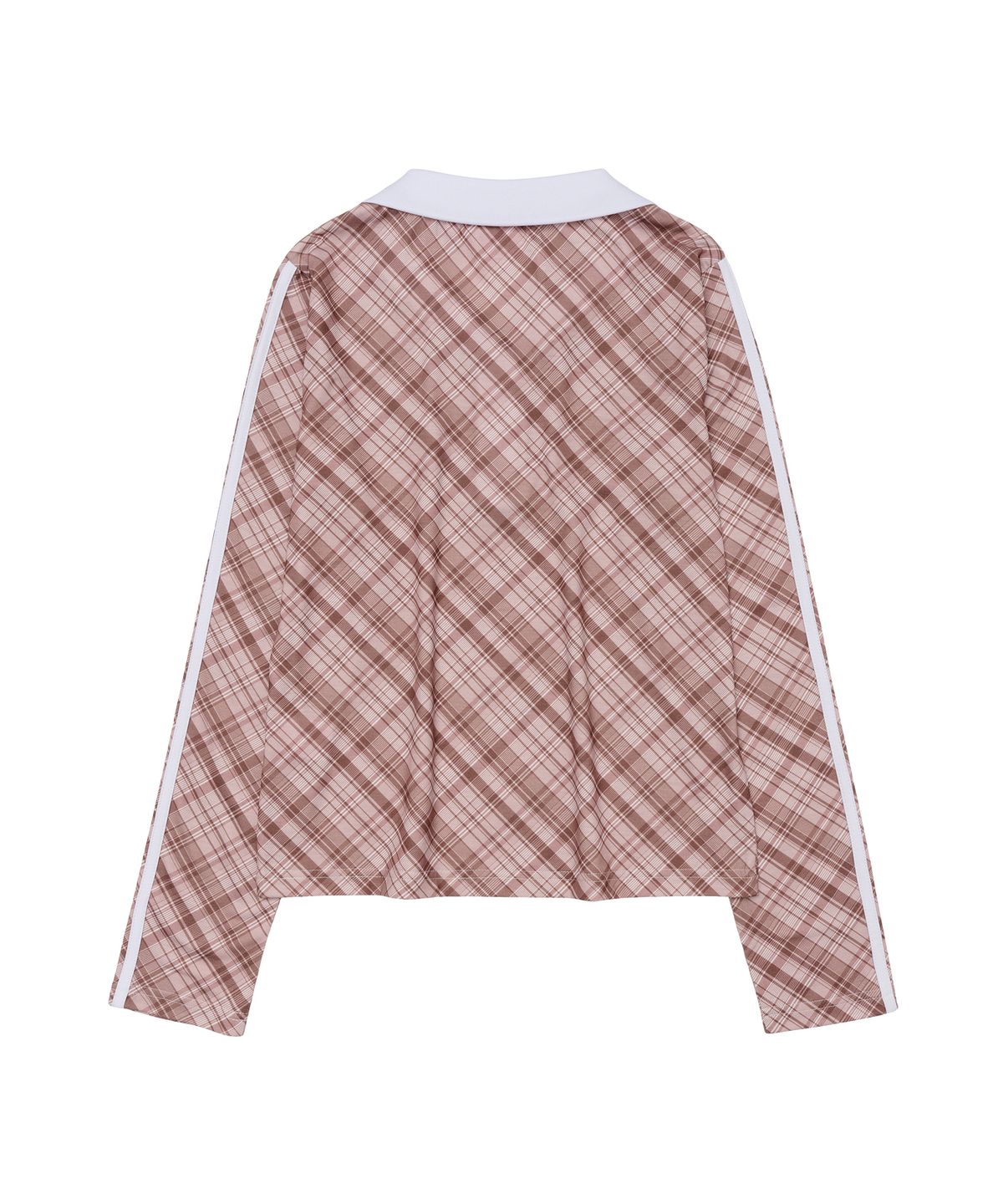 아메스 월드와이드(AMES-WORLDWIDE) CHECK V NECK COLLAR LS TEE PINK