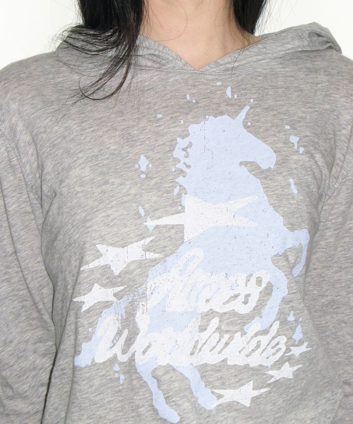 아메스 월드와이드(AMES-WORLDWIDE) UNICORN SHEER HOODIE LS TEE LIGHT GREY