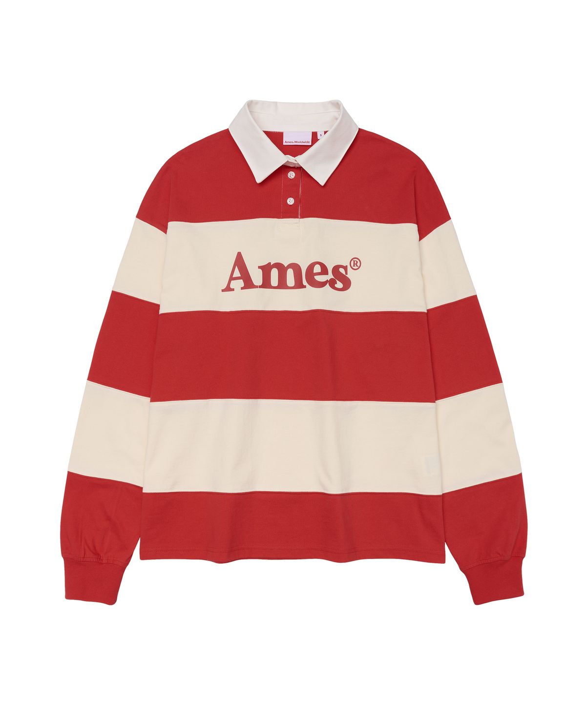 아메스 월드와이드(AMES-WORLDWIDE) BIG STRIPE RUGBY LS TEE RED