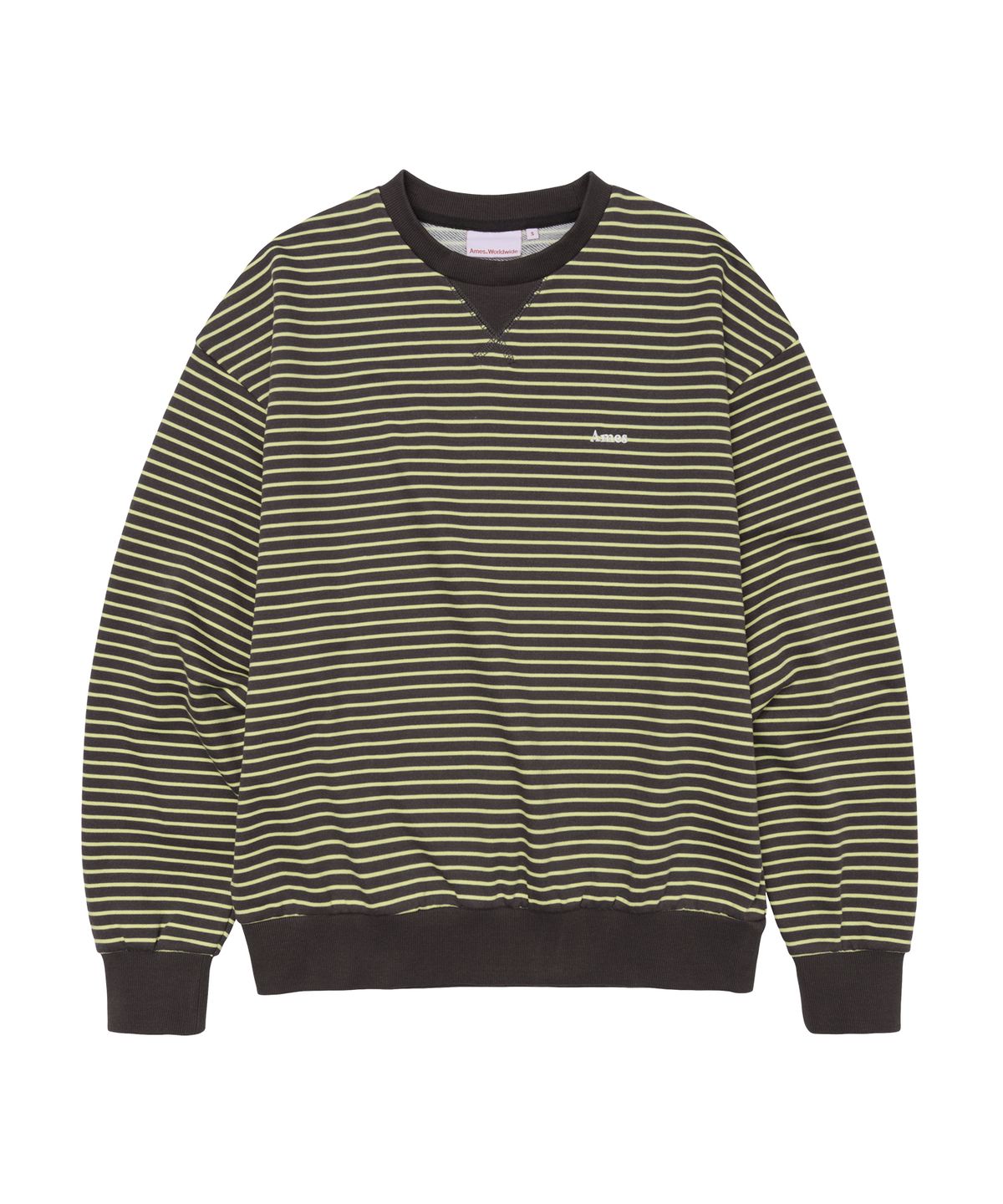 아메스 월드와이드(AMES-WORLDWIDE) BASIC SMALL LOGO STRIPE SWEATSHIRT BROWN