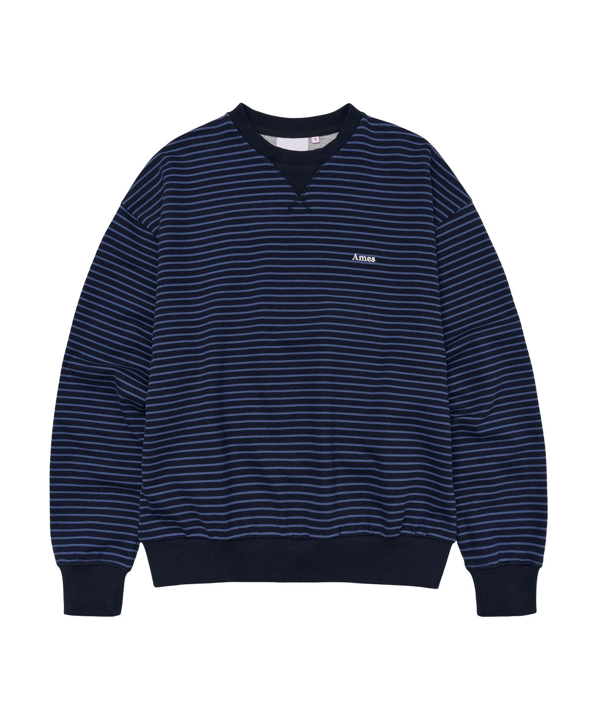아메스 월드와이드(AMES-WORLDWIDE) BASIC SMALL LOGO STRIPE SWEATSHIRT NAVY