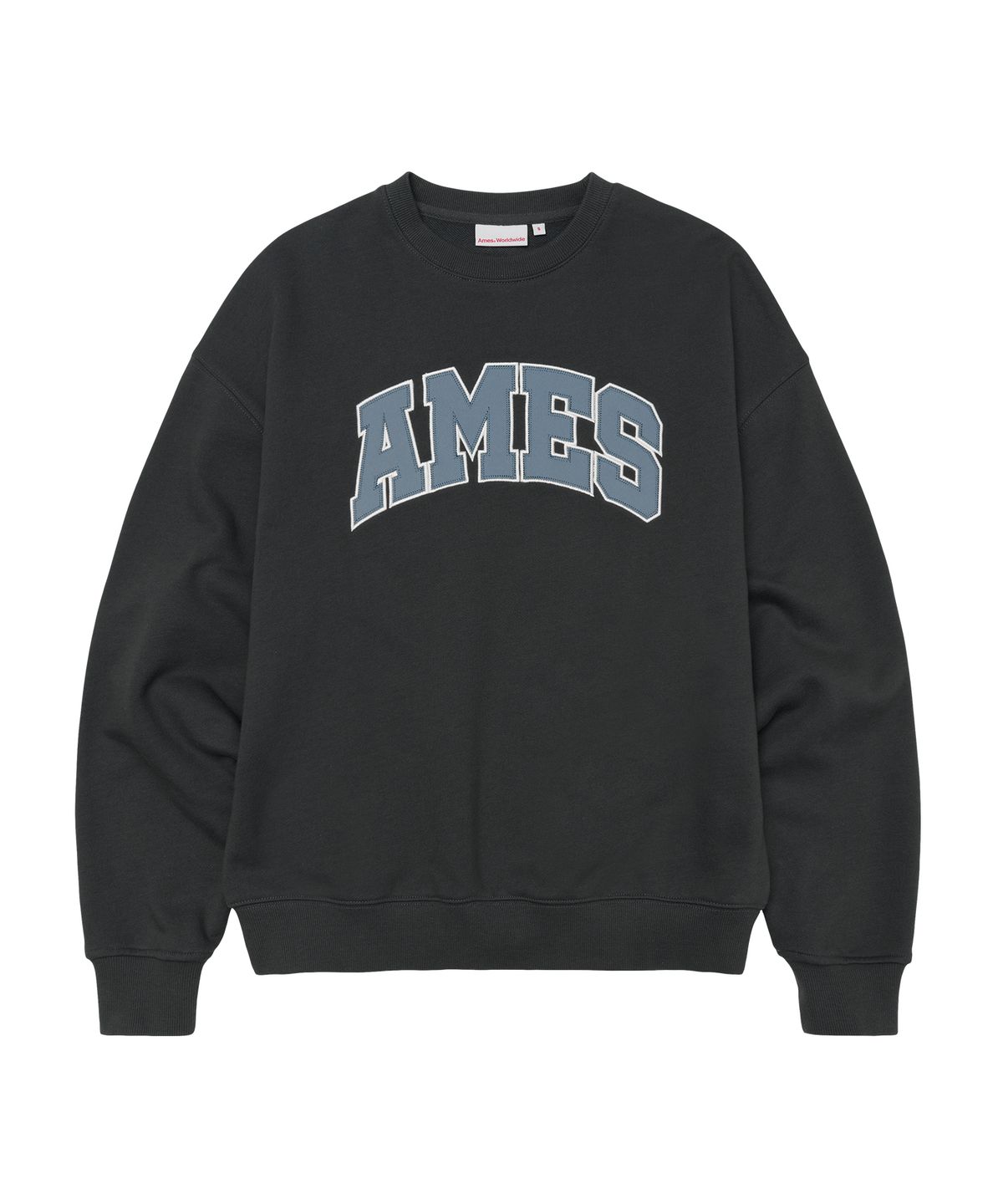 아메스 월드와이드(AMES-WORLDWIDE) BASIC APPLIQUE SWEATSHIRT DEEP CHARCOAL