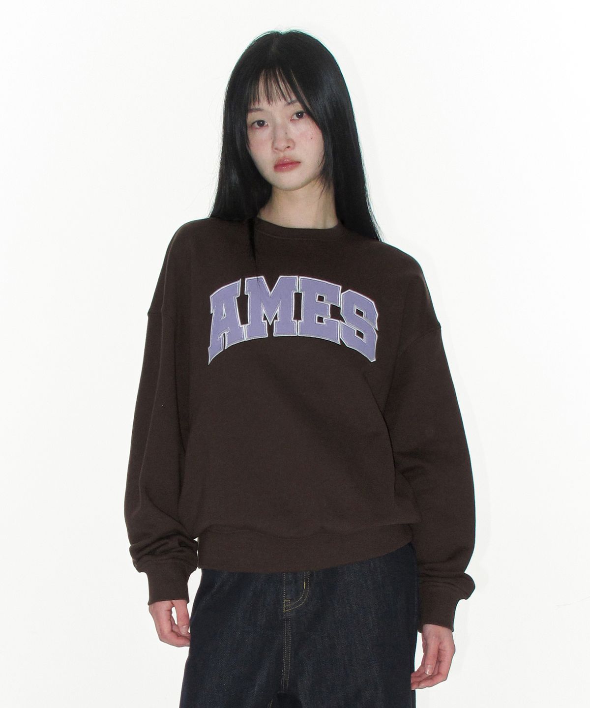 아메스 월드와이드(AMES-WORLDWIDE) BASIC APPLIQUE SWEATSHIRT BROWN