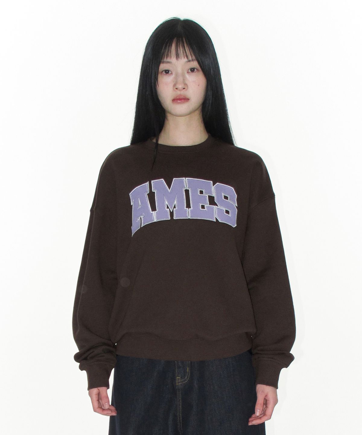 아메스 월드와이드(AMES-WORLDWIDE) BASIC APPLIQUE SWEATSHIRT BROWN
