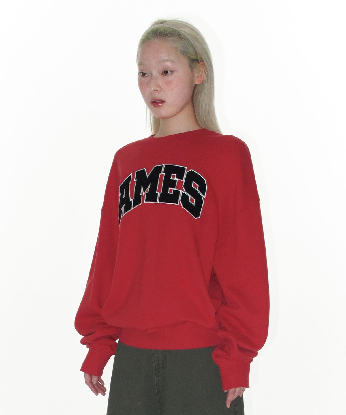 아메스 월드와이드(AMES-WORLDWIDE) BASIC APPLIQUE SWEATSHIRT RED