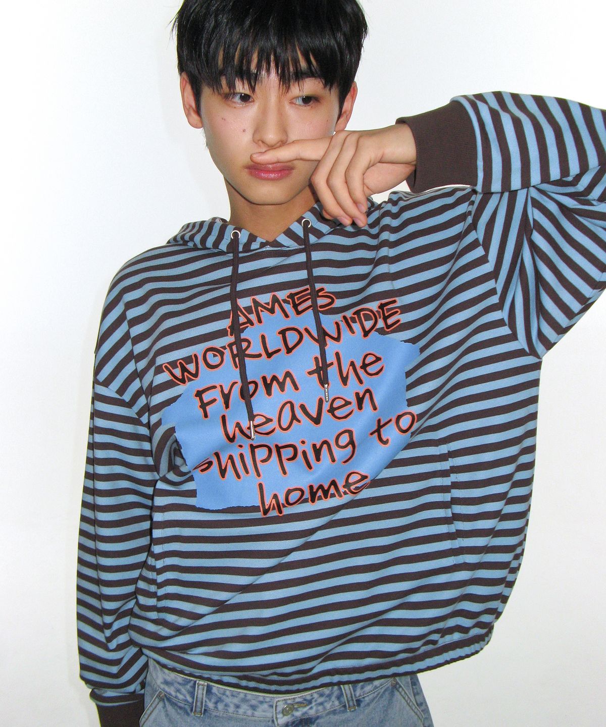아메스 월드와이드(AMES-WORLDWIDE) HOMEBOUND STRIPE HOODIE BLUE