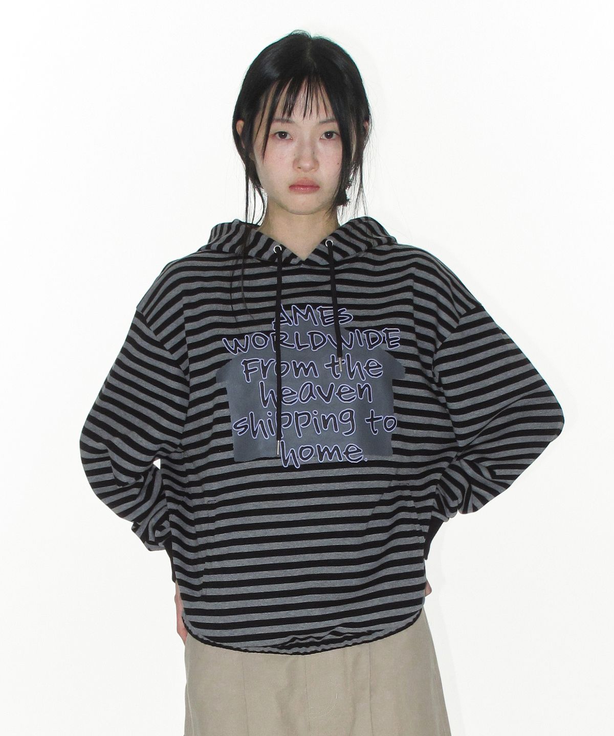 아메스 월드와이드(AMES-WORLDWIDE) HOMEBOUND STRIPE HOODIE BLACK