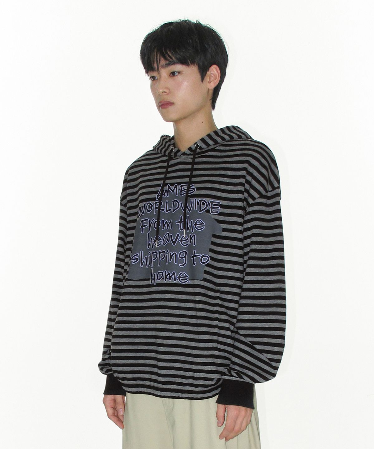 아메스 월드와이드(AMES-WORLDWIDE) HOMEBOUND STRIPE HOODIE BLACK