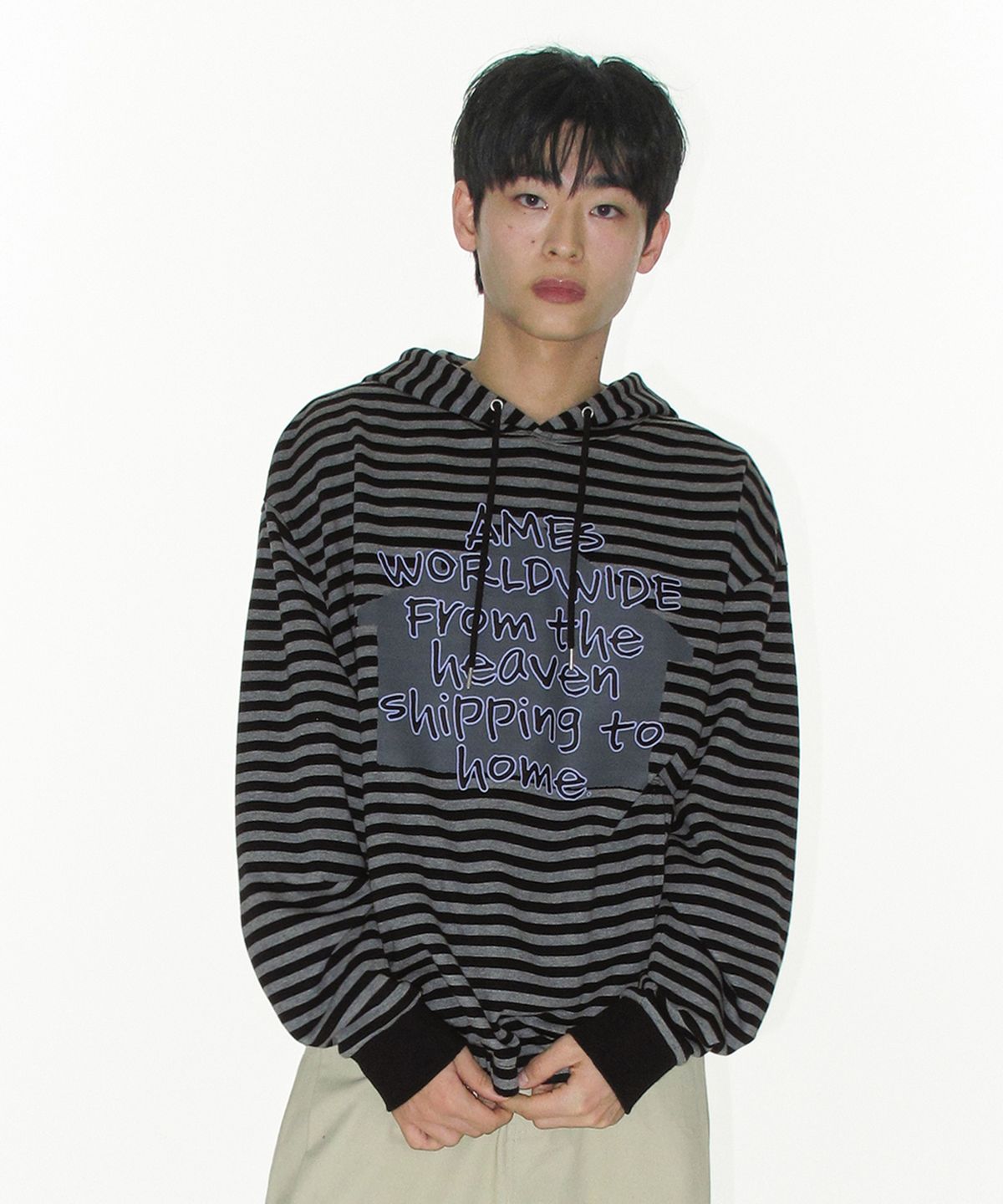 아메스 월드와이드(AMES-WORLDWIDE) HOMEBOUND STRIPE HOODIE BLACK