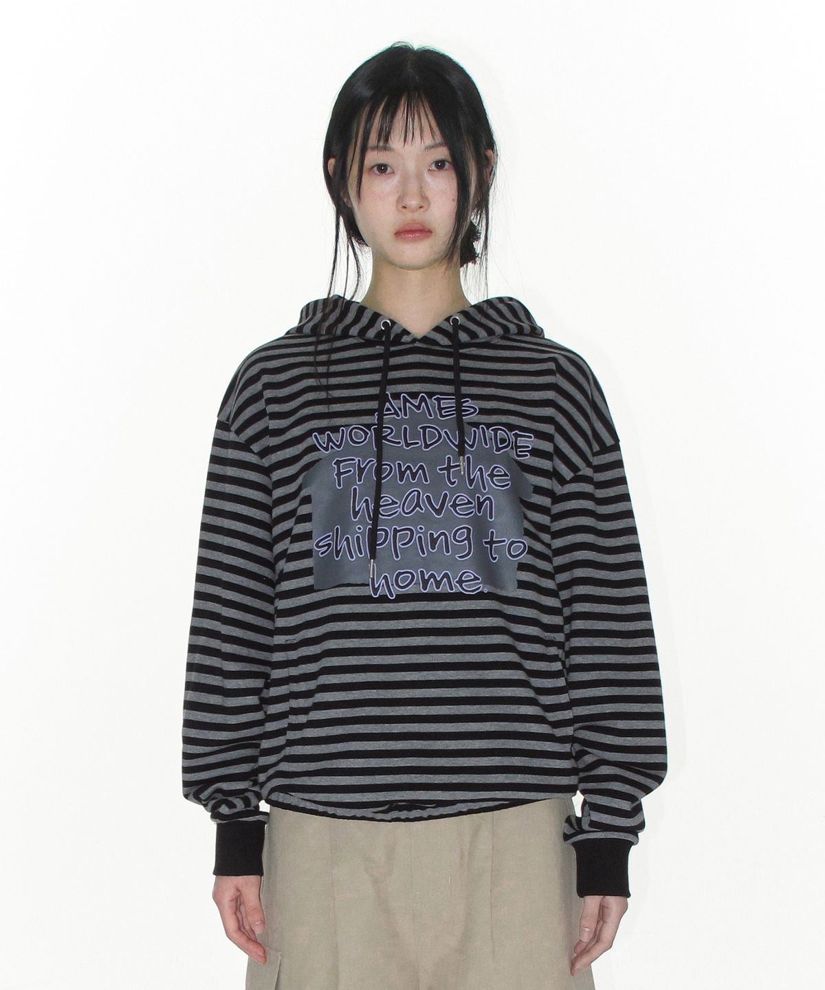 아메스 월드와이드(AMES-WORLDWIDE) HOMEBOUND STRIPE HOODIE BLACK