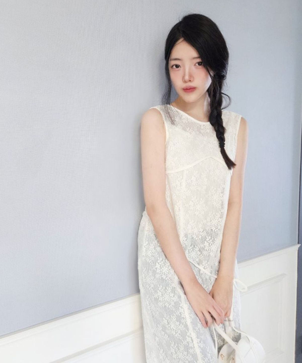 미쏘(MIXXO) 레이스 레이어드 롱 원피스_MIWOWG301G