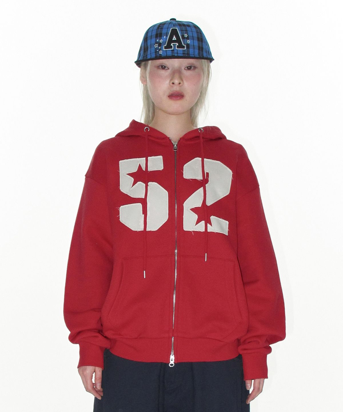 아메스 월드와이드(AMES-WORLDWIDE) 52 APPLIQUE HOODIE ZIP UP RED