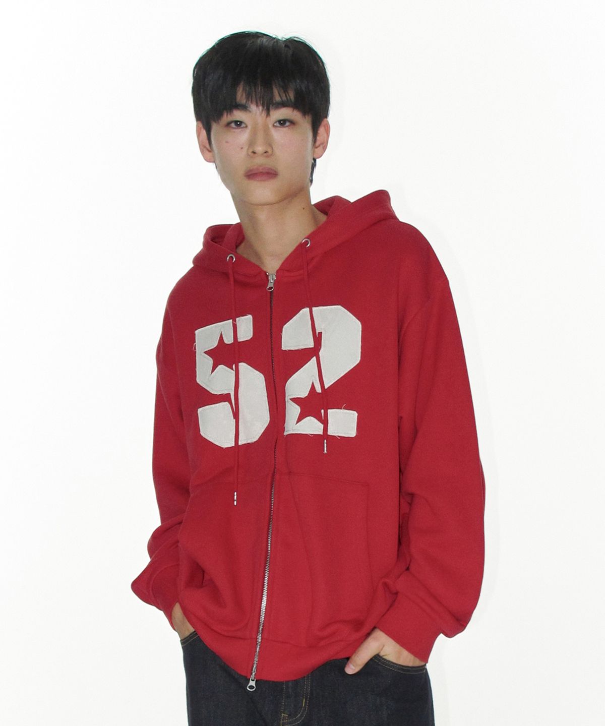 아메스 월드와이드(AMES-WORLDWIDE) 52 APPLIQUE HOODIE ZIP UP RED