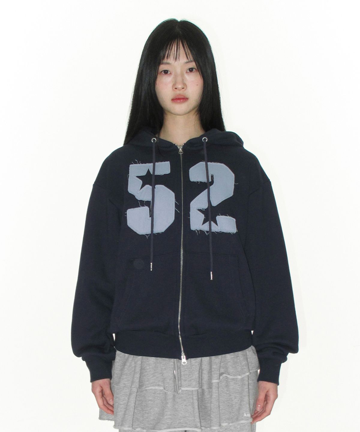 아메스 월드와이드(AMES-WORLDWIDE) 52 APPLIQUE HOODIE ZIP UP NAVY