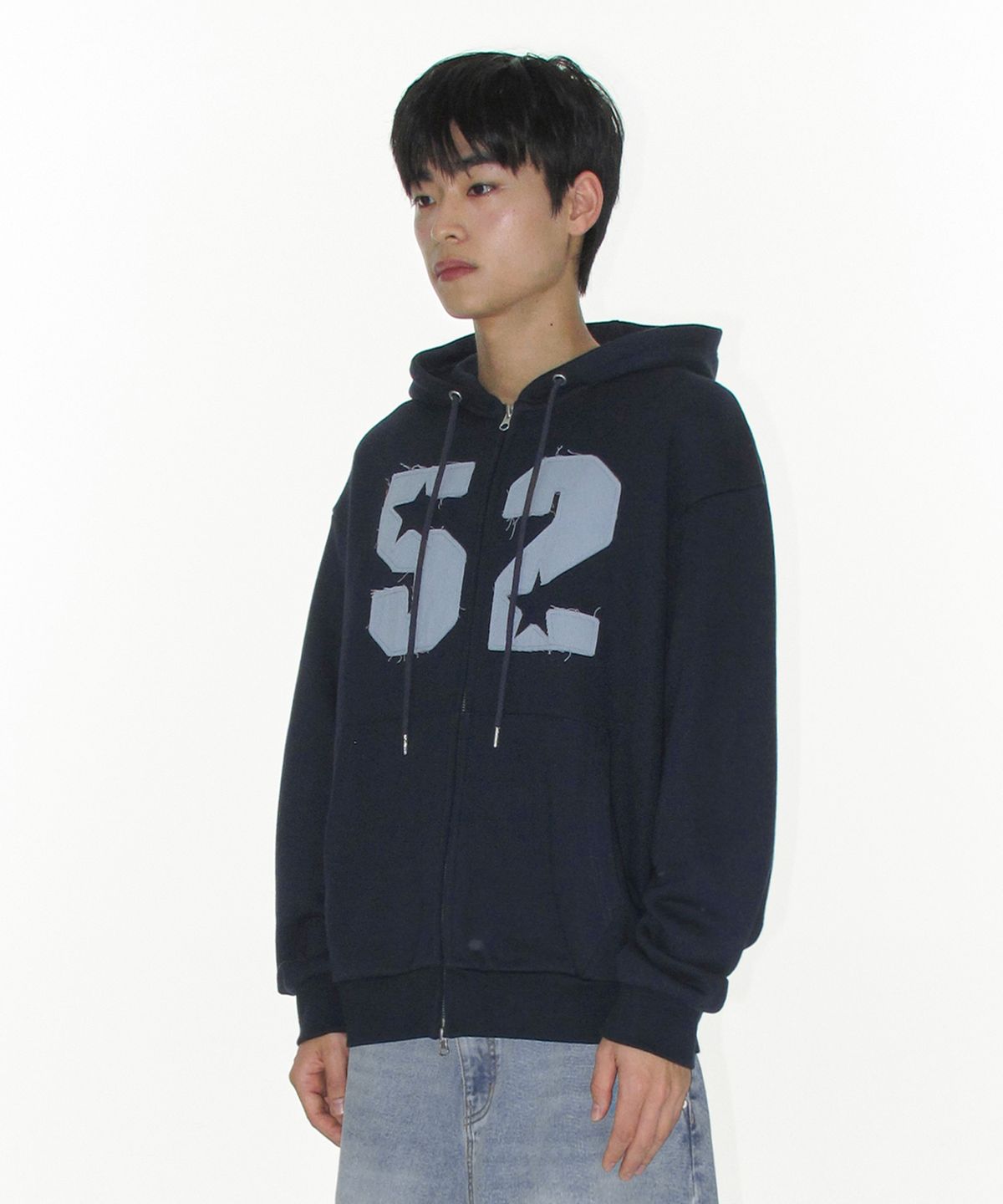 아메스 월드와이드(AMES-WORLDWIDE) 52 APPLIQUE HOODIE ZIP UP NAVY