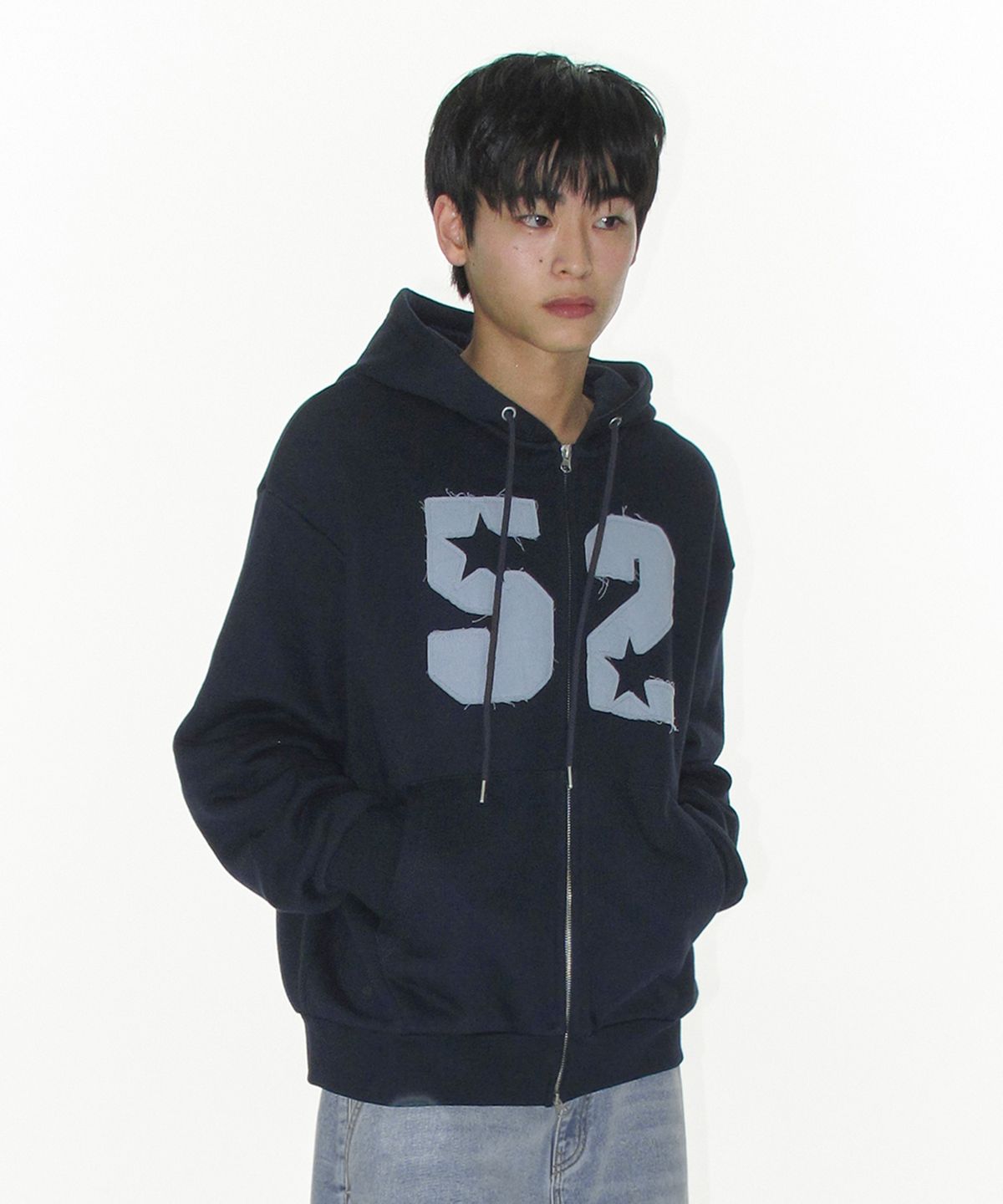 아메스 월드와이드(AMES-WORLDWIDE) 52 APPLIQUE HOODIE ZIP UP NAVY