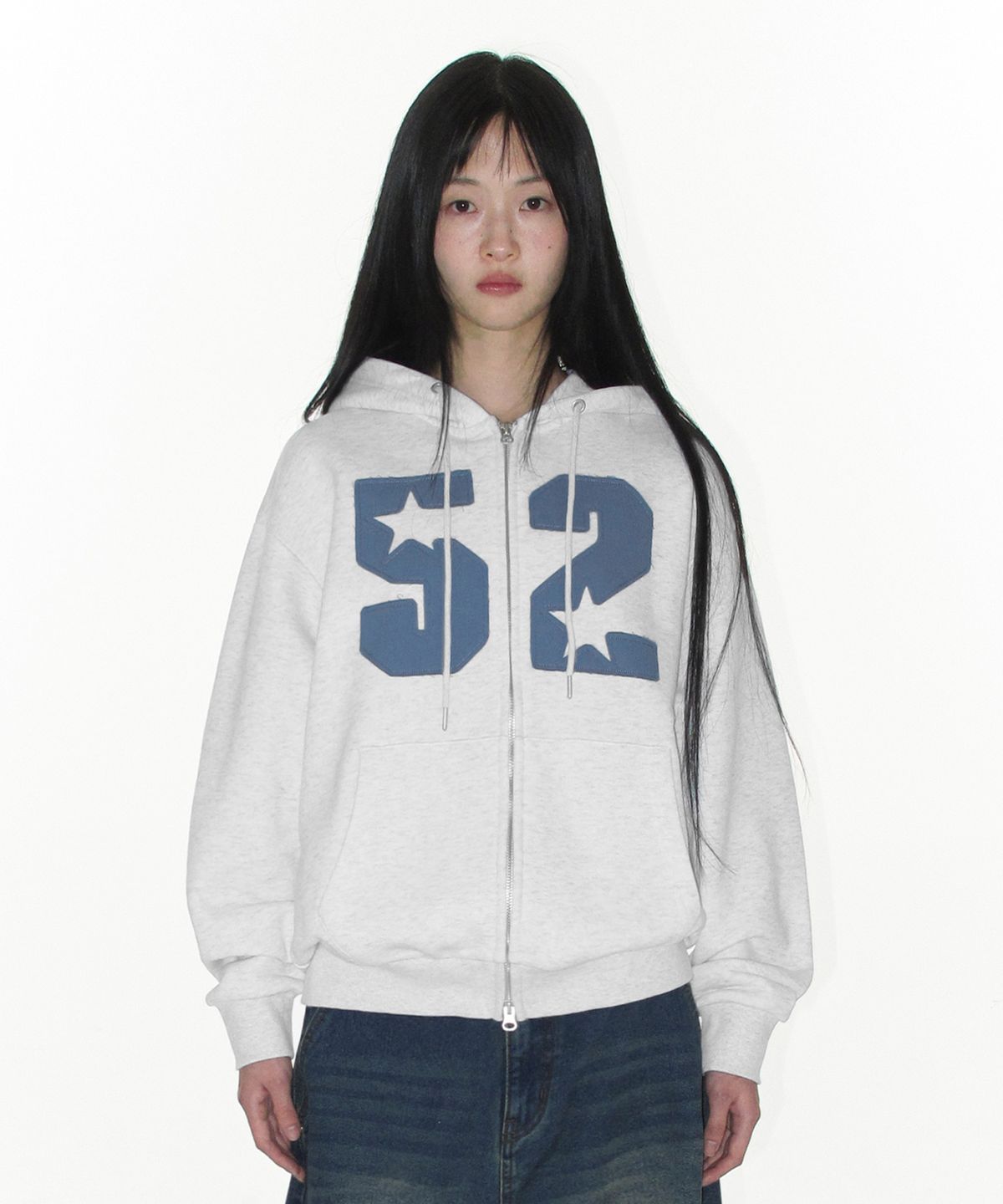 아메스 월드와이드(AMES-WORLDWIDE) 52 APPLIQUE HOODIE ZIP UP LIGHT GREY