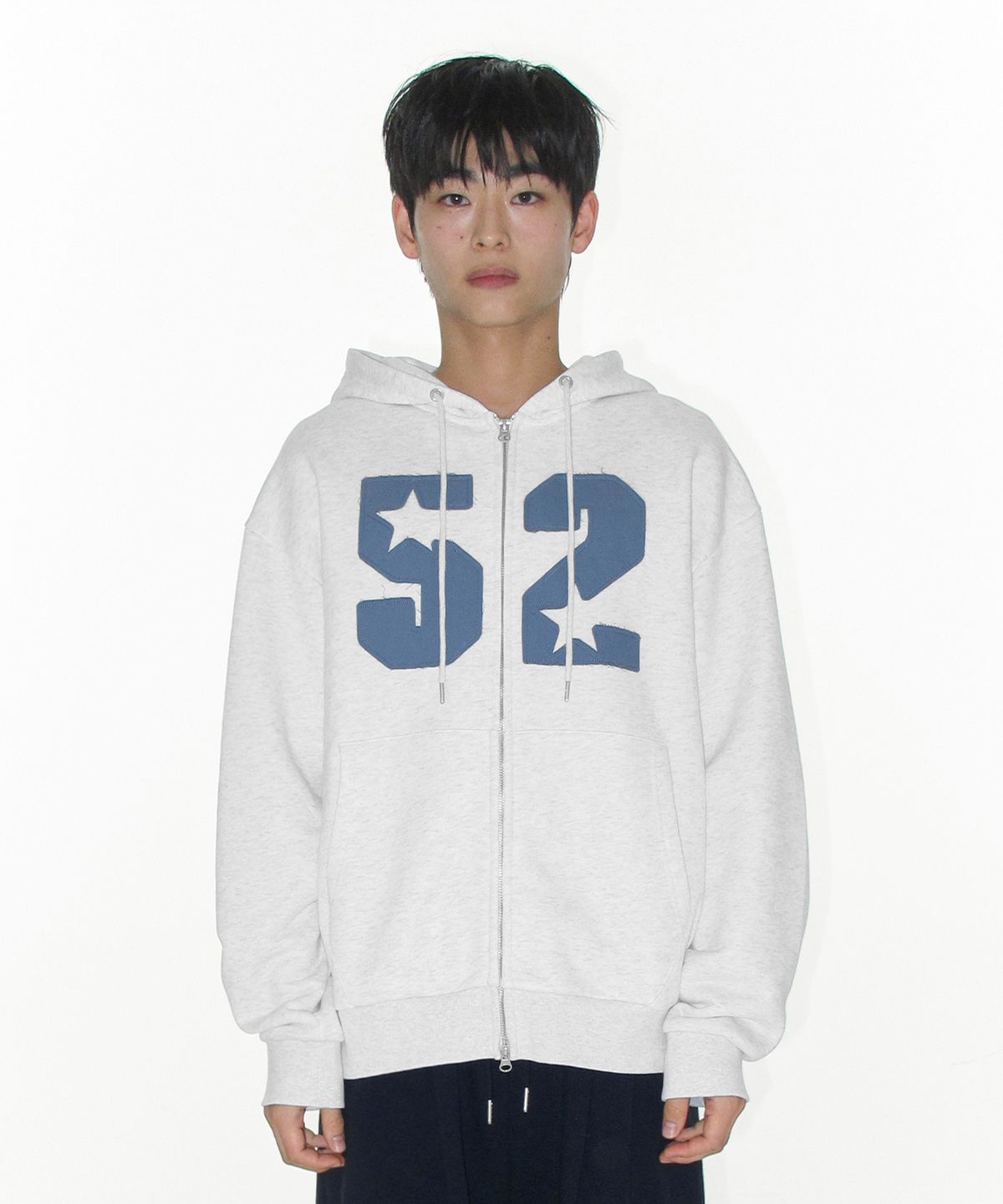 아메스 월드와이드(AMES-WORLDWIDE) 52 APPLIQUE HOODIE ZIP UP LIGHT GREY