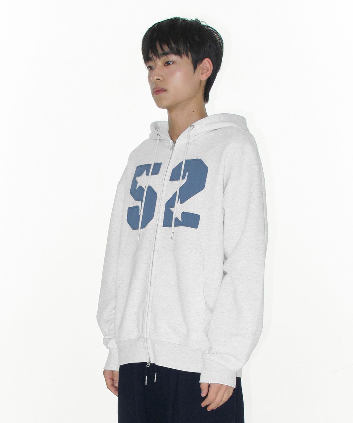 아메스 월드와이드(AMES-WORLDWIDE) 52 APPLIQUE HOODIE ZIP UP LIGHT GREY