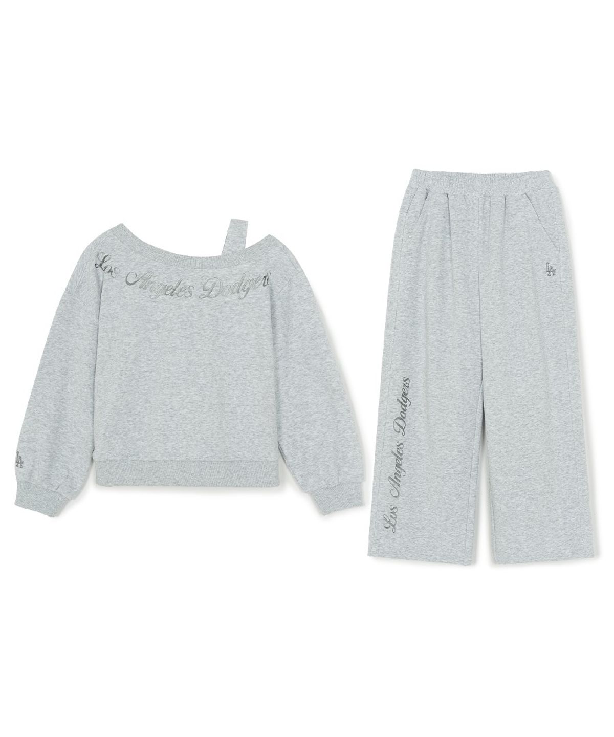엠엘비 키즈(MLB KIDS) 스트릿 걸즈 레터링 레이어드 맨투맨 세트 LA (L.Melange Grey)