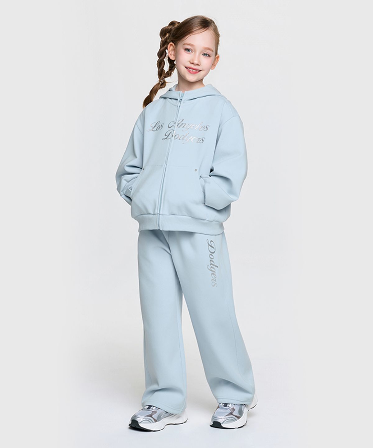 엠엘비 키즈(MLB KIDS) 스트릿 걸즈 후드집업 세트 LA (Ptn.Skyblue)