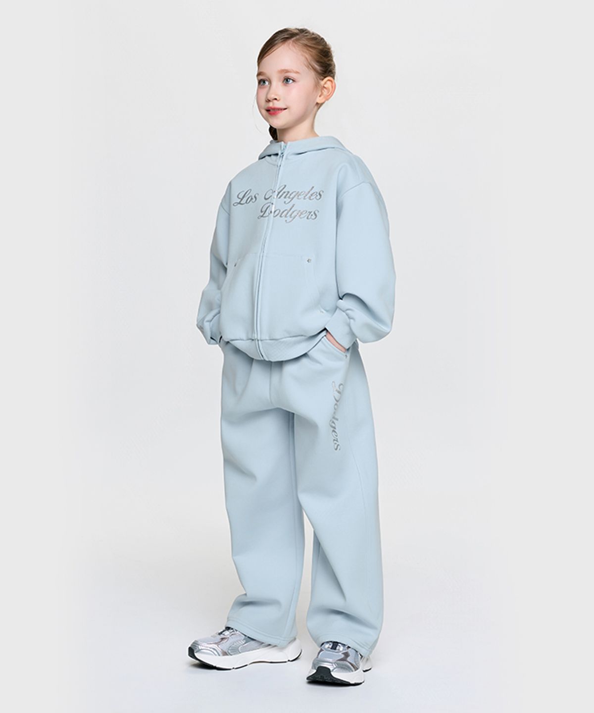 엠엘비 키즈(MLB KIDS) 스트릿 걸즈 후드집업 세트 LA (Ptn.Skyblue)